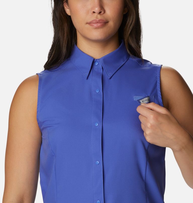Women’s PFG Tamiami Sleeveless Shirt, Color: Violet Sea, image 4