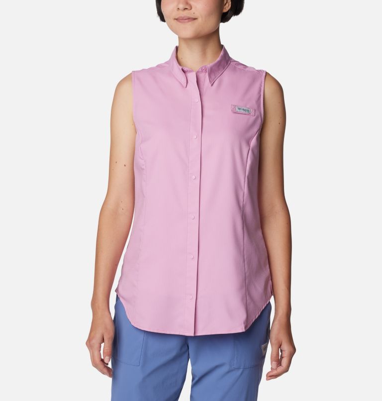 Columbia PFG white sleeveless women’s Small polyester fishing shirt