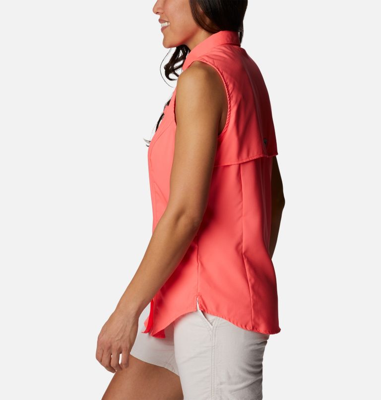 Women’s PFG Tamiami Sleeveless Shirt, Color: Neon Sunrise, image 3