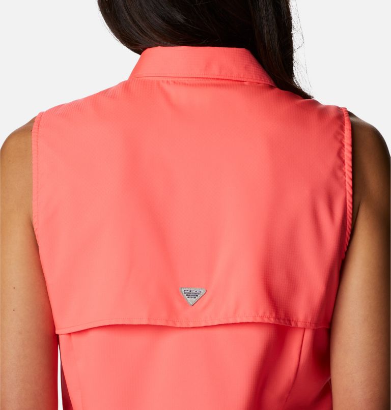 Women’s PFG Tamiami Sleeveless Shirt, Color: Neon Sunrise, image 5