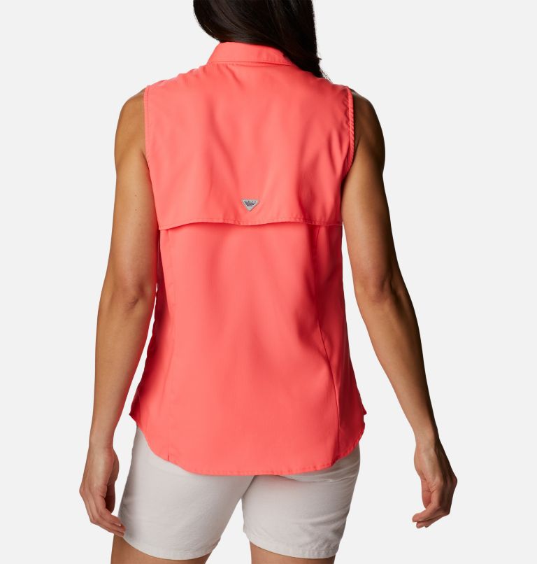 Women’s PFG Tamiami Sleeveless Shirt, Color: Neon Sunrise, image 2