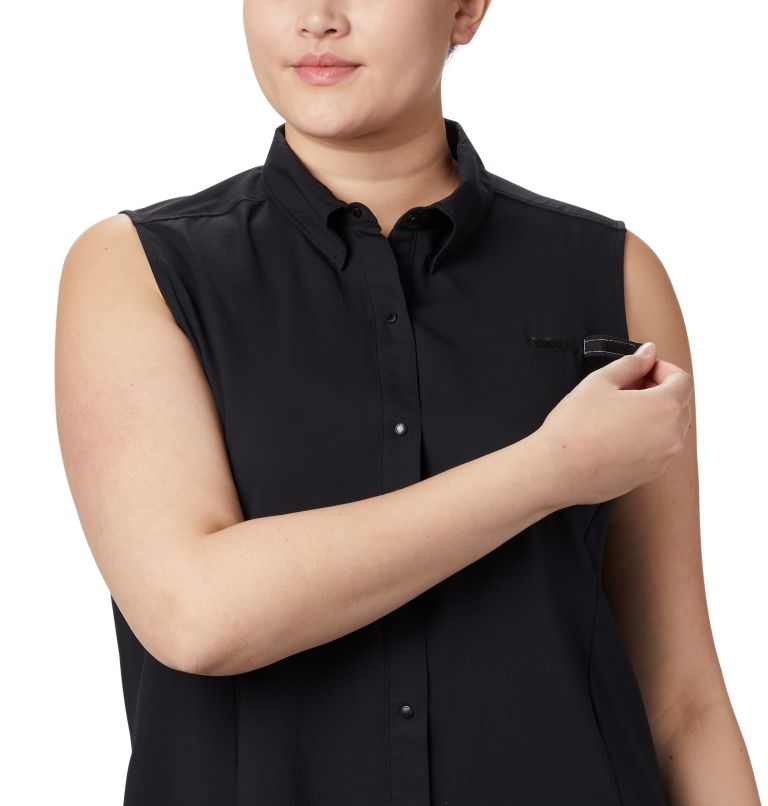 Thumbnail: Women's PFG Tamiami Sleeveless Shirt - Plus Size, Color: Black, image 4