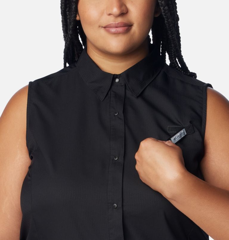 Women’s PFG Tamiami Sleeveless Shirt - Plus Size, Color: Black, image 4