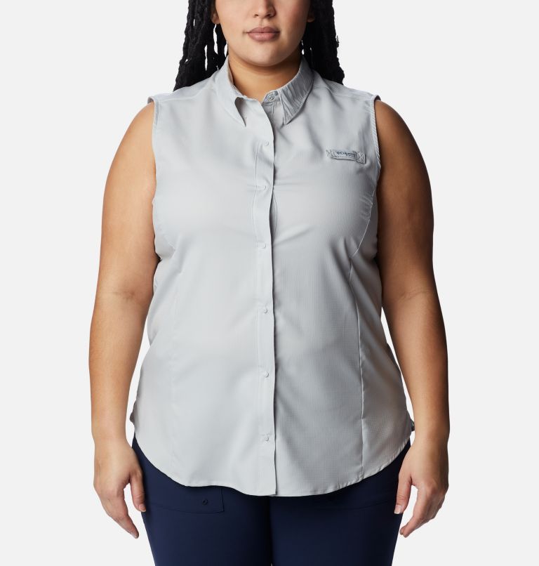 Thumbnail: Women's PFG Tamiami Sleeveless Shirt - Plus Size, Color: Cool Grey, image 1