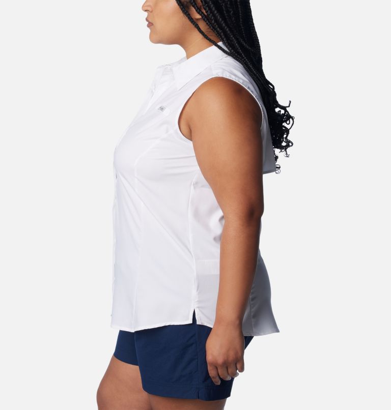 Thumbnail: Women's PFG Tamiami Sleeveless Shirt - Plus Size, Color: White, image 3
