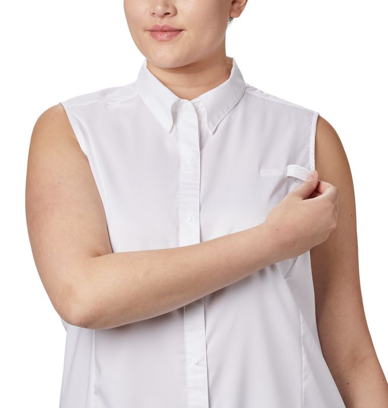 Thumbnail: Women's PFG Tamiami Sleeveless Shirt - Plus Size, Color: White, image 4