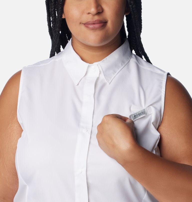 Women’s PFG Tamiami Sleeveless Shirt - Plus Size, Color: White, image 4