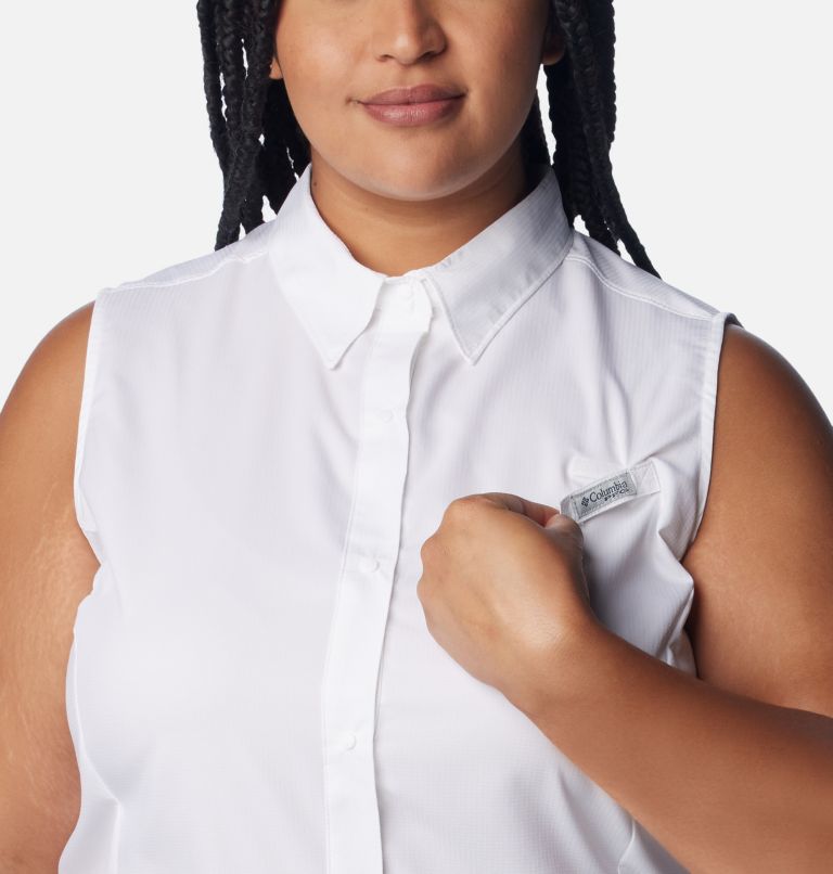 Thumbnail: Women's PFG Tamiami Sleeveless Shirt - Plus Size, Color: White, image 4