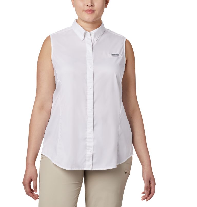 Women's PFG Tamiami Sleeveless Shirt - Plus Size, Color: White, image 1