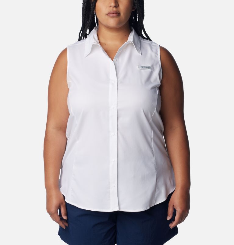 Women's PFG Tamiami Sleeveless Shirt - Plus Size, Color: White, image 1