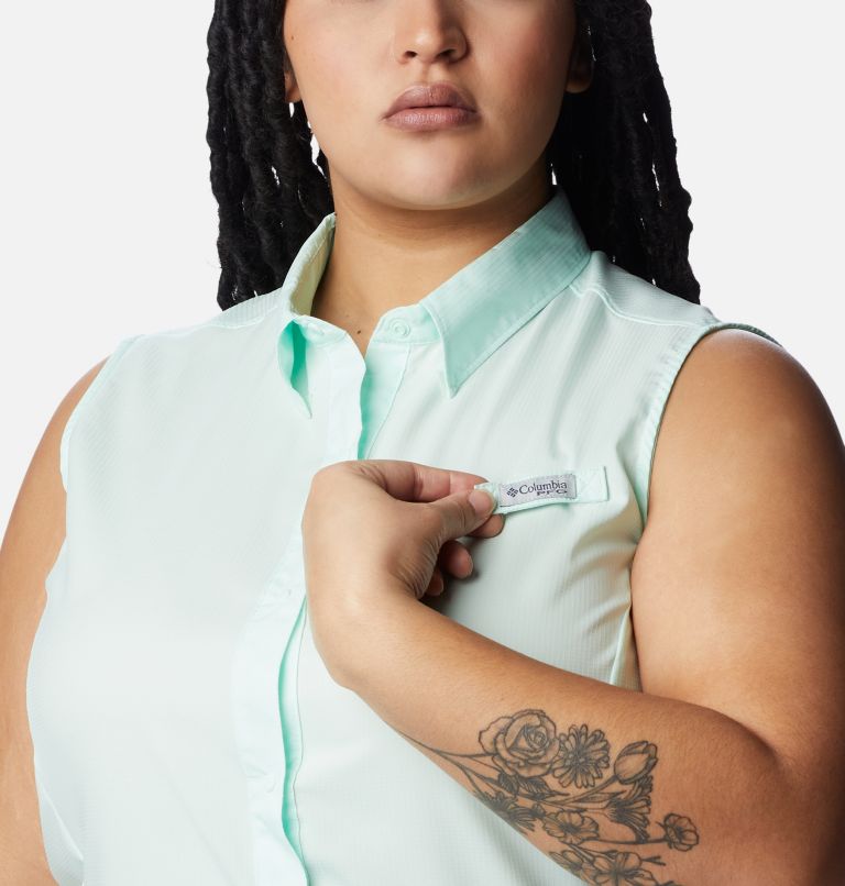 Women's PFG Tamiami Sleeveless Shirt - Plus Size, Color: Gullfoss Green, image 5