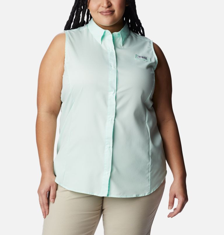 Women's PFG Tamiami Sleeveless Shirt - Plus Size, Color: Gullfoss Green, image 1