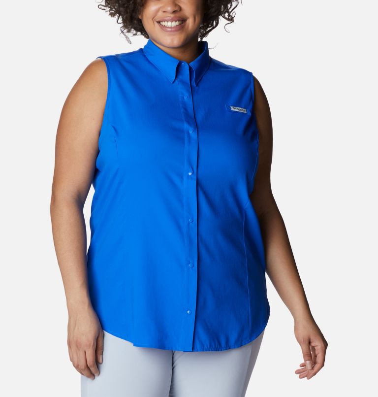Women’s PFG Tamiami Sleeveless Shirt - Plus Size, Color: Blue Macaw, image 1