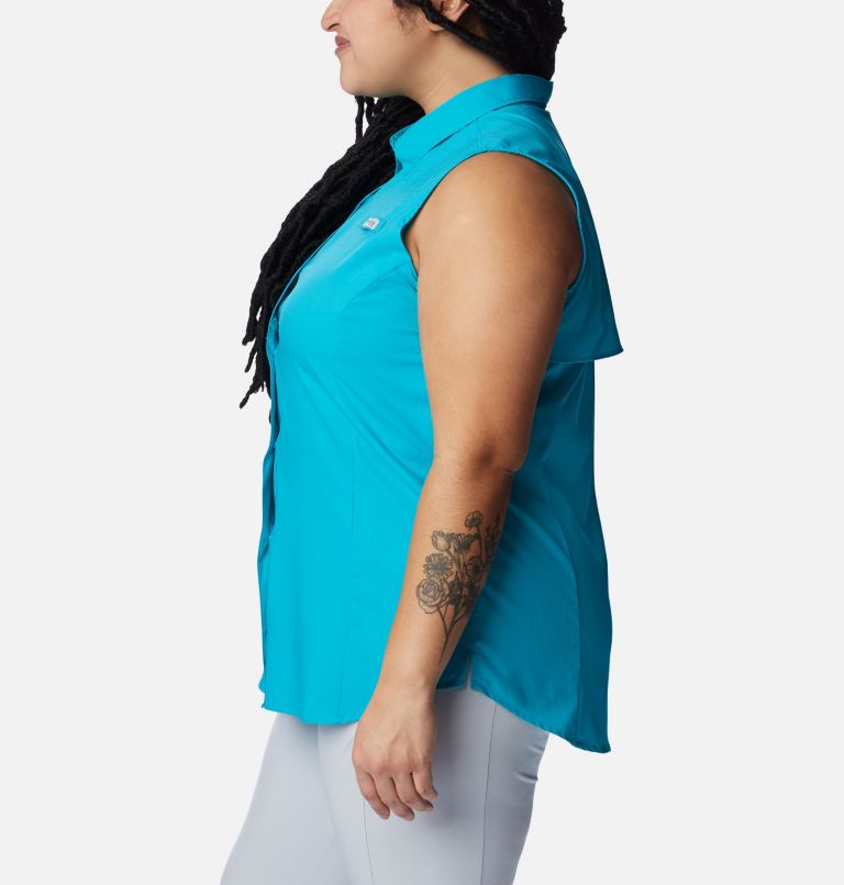 Women's PFG Tamiami Sleeveless Shirt - Plus Size, Color: Ocean Teal, image 3