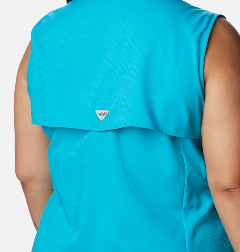 Thumbnail: Women's PFG Tamiami Sleeveless Shirt - Plus Size, Color: Ocean Teal, image 4