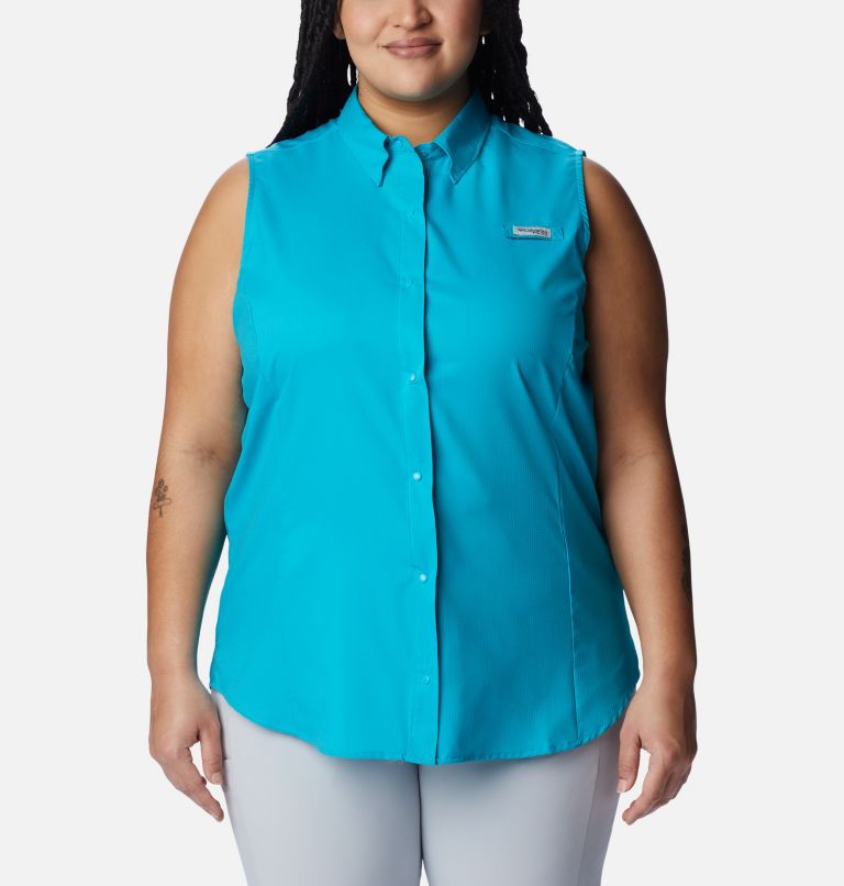 Women's PFG Tamiami Sleeveless Shirt - Plus Size, Color: Ocean Teal, image 1
