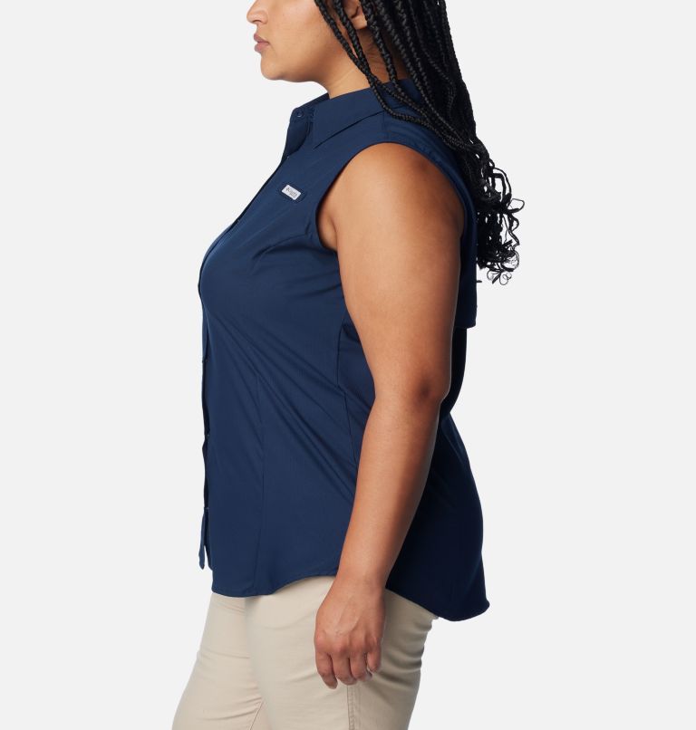 Women’s PFG Tamiami Sleeveless Shirt - Plus Size, Color: Collegiate Navy, image 3
