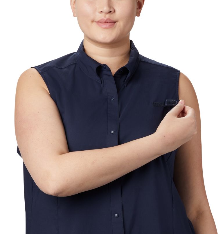 Thumbnail: Women's PFG Tamiami Sleeveless Shirt - Plus Size, Color: Collegiate Navy, image 4