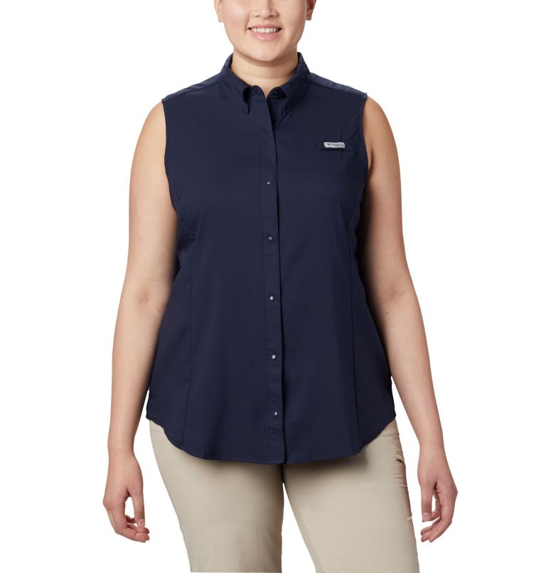 Women's PFG Tamiami Sleeveless Shirt - Plus Size, Color: Collegiate Navy, image 1
