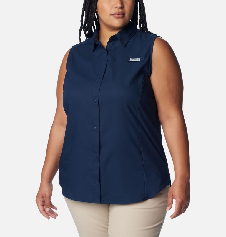 Women’s PFG Tamiami Sleeveless Shirt - Plus Size, Color: Collegiate Navy, image 1