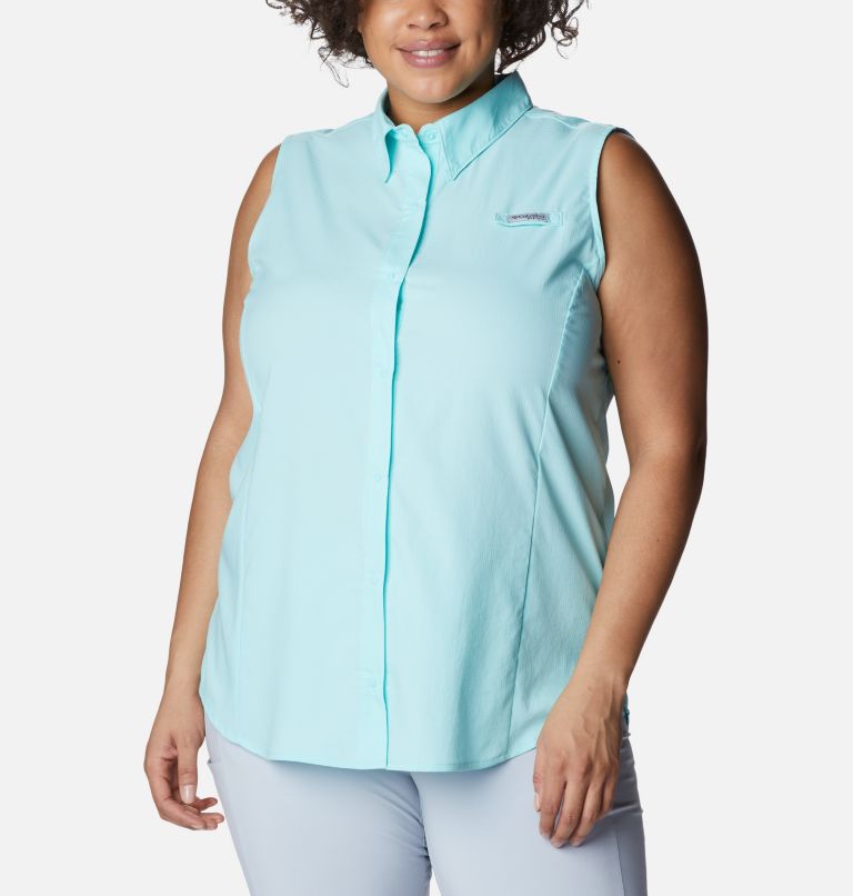 Women’s PFG Tamiami Sleeveless Shirt - Plus Size, Color: Gulf Stream, image 1