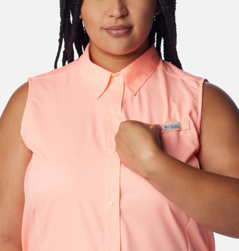Women's PFG Tamiami Sleeveless Shirt - Plus Size, Color: Tiki Pink, image 4