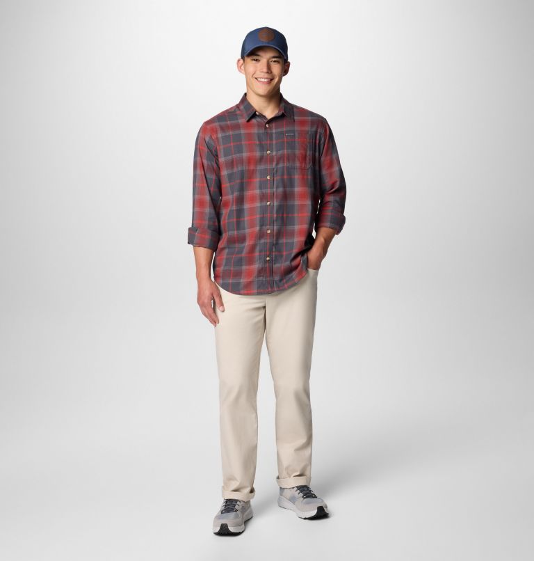 Men's Vapor Ridge III Long Sleeve Shirt, Color: Spice Tartan Ombre, image 3