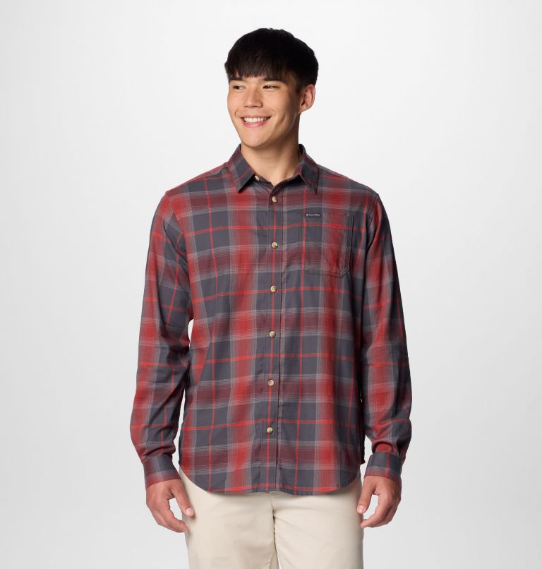 Men's Vapor Ridge III Long Sleeve Shirt, Color: Spice Tartan Ombre, image 1