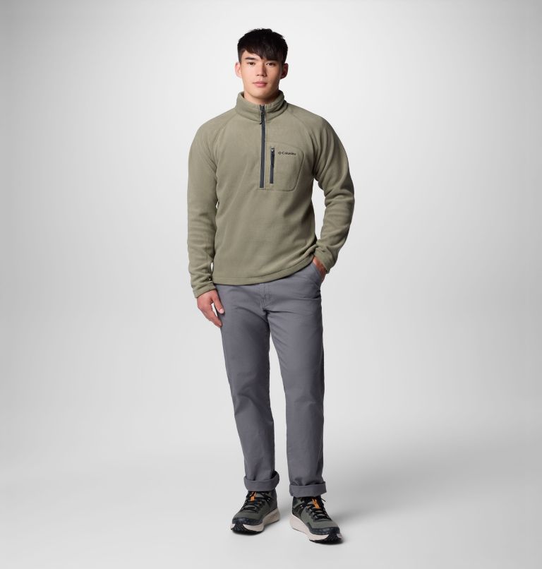 Men's Fast Trek III Half Zip Fleece Pullover, Color: Stone Green, Shark, image 2