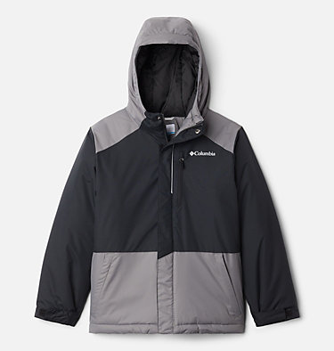NWT Columbia Boys Medium 10-12 Black Hooded Zip Up 2 Layer Warm Rain Jacket $50 