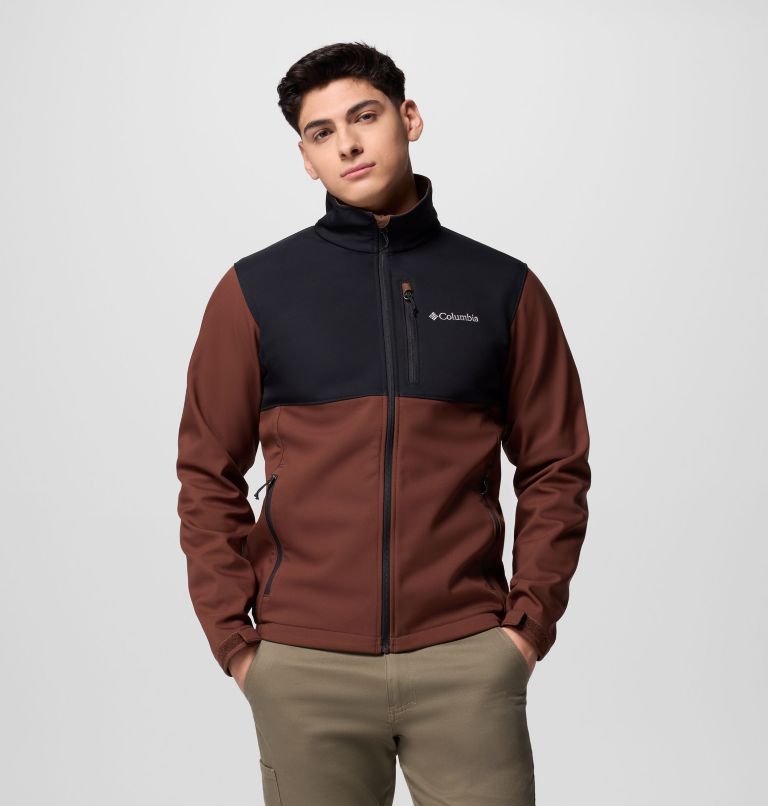 Men's Ascender Hiking Softshell Jacket, Color: Tobacco, Black, image 1