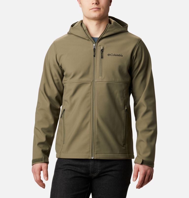 Thumbnail: Men’s Ascender Hooded Softshell Jacket, Color: Stone Green, image 1