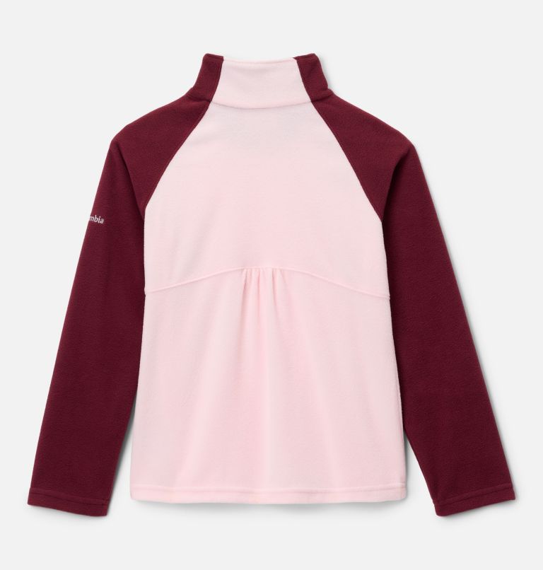 Girls' Glacial Fleece Quarter Zip Pullover, Color: Satin Pink, Rich Wine, image 2