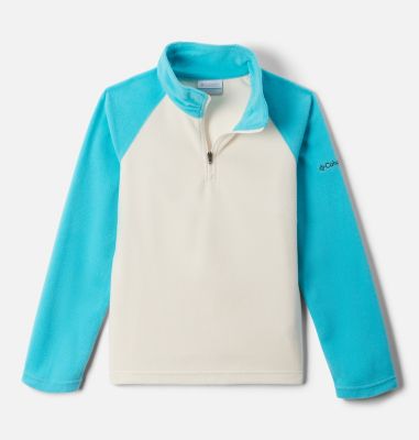 Girls’ Glacial Fleece Quarter Zip Pullover, Color: Chalk, Geyser, image 1