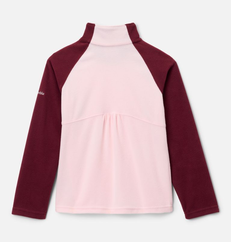 Girls’ Glacial Fleece Quarter Zip Pullover, Color: Satin Pink, Rich Wine, image 2