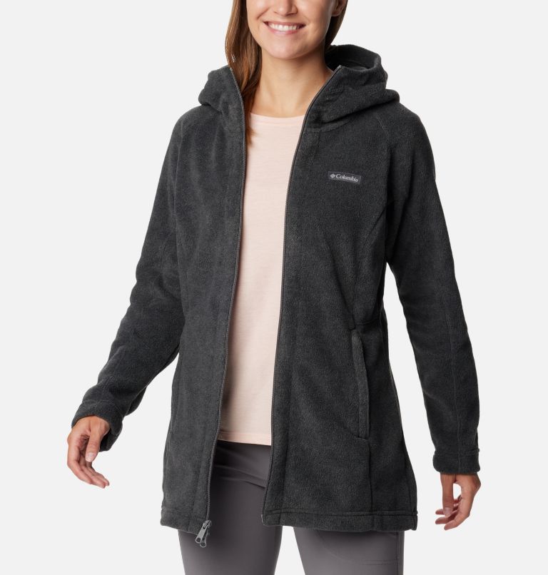 Plus size columbia three clearance lakes hooded long fleece jacket