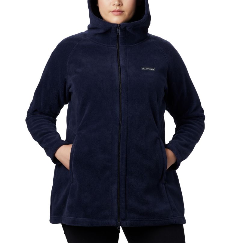 Plus size columbia three lakes hooded store long fleece jacket