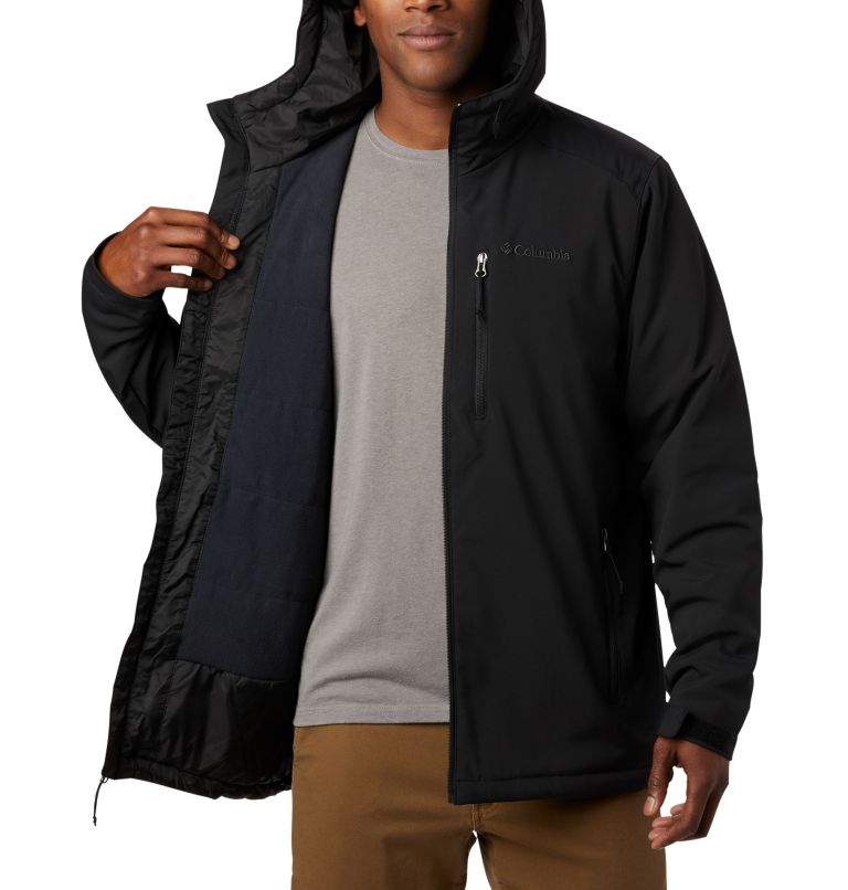 Thumbnail: Men's Gate Racer Softshell Hooded Jacket - Tall, Color: Black, image 4