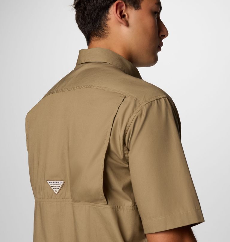 Men's PHG Sharptail Short Sleeve Shirt, Color: Flax, Timberwoods Camo, image 6
