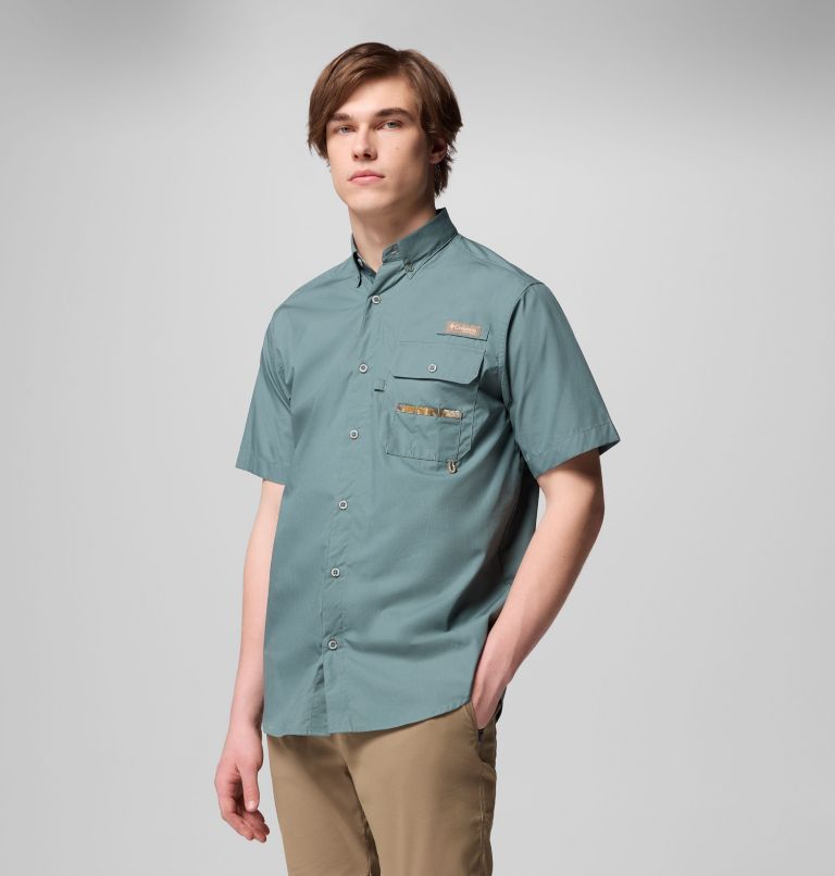 Men's PHG Sharptail Short Sleeve Shirt, Color: Pond, Timberwoods Camo, image 4