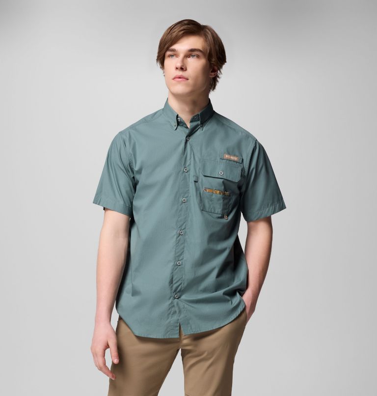 Men's PHG Sharptail Short Sleeve Shirt, Color: Pond, Timberwoods Camo, image 1