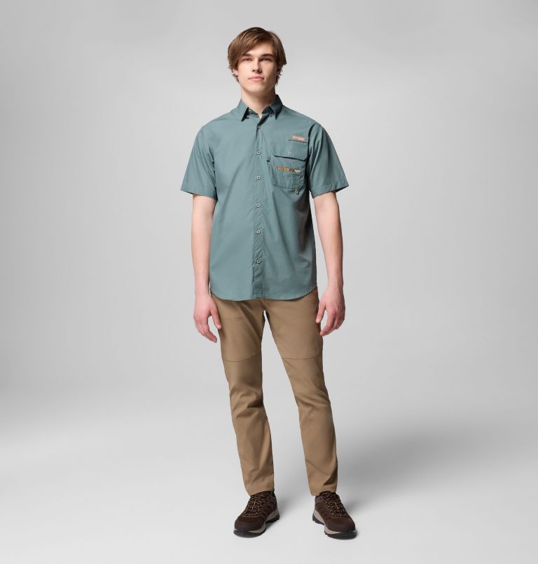 Men's PHG Sharptail Short Sleeve Shirt, Color: Pond, Timberwoods Camo, image 2