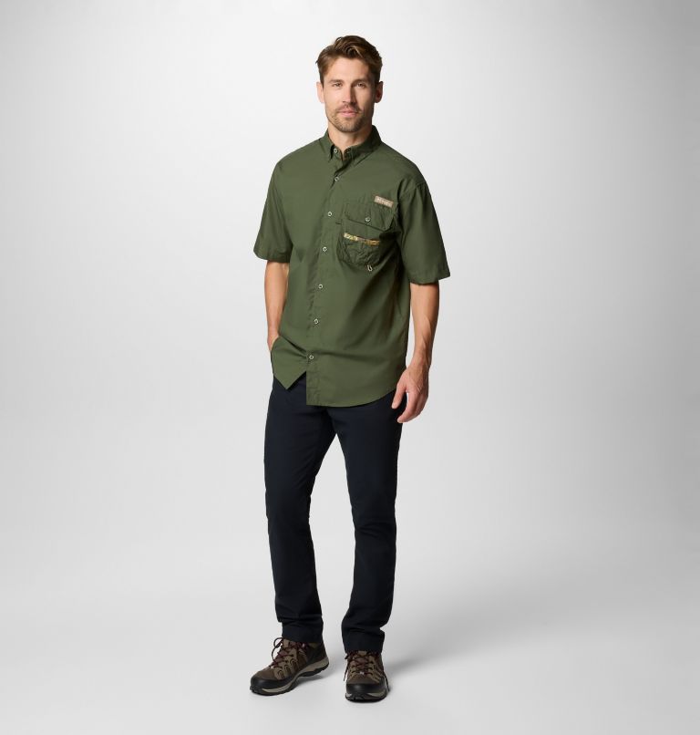 Men's PHG Sharptail Short Sleeve Shirt, Color: Surplus Green, Timberwoods Camo, image 3