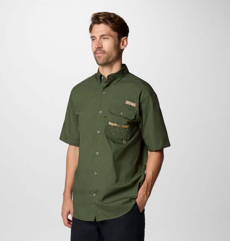Men's PHG Sharptail Short Sleeve Shirt, Color: Surplus Green, Timberwoods Camo, image 4