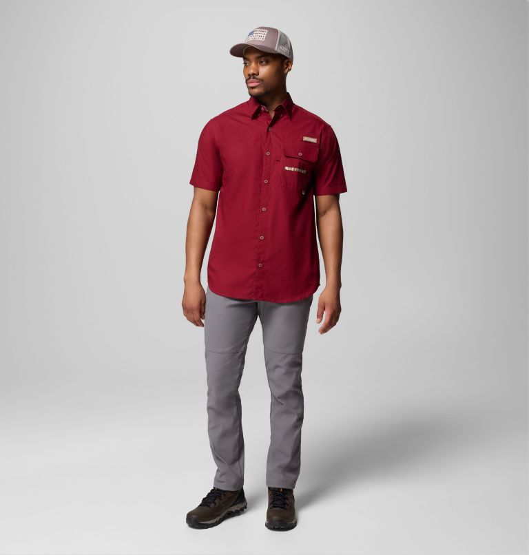 Men's PHG Sharptail Short Sleeve Shirt, Color: Red Jasper, Timberwoods Camo, image 2