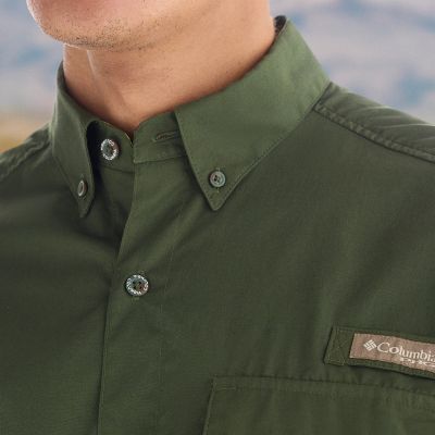 Close-up of the shirt's button-down collar.