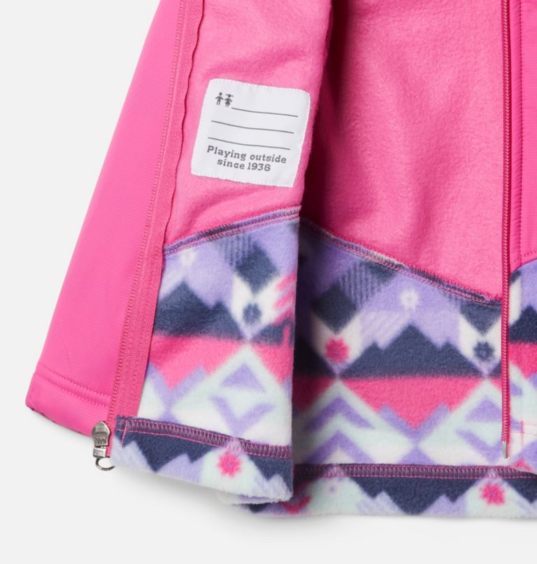 Kids' Toddler Steens Mountain Overlay Hooded Jacket, Color: White Checkpoint, Pink Ice, image 3