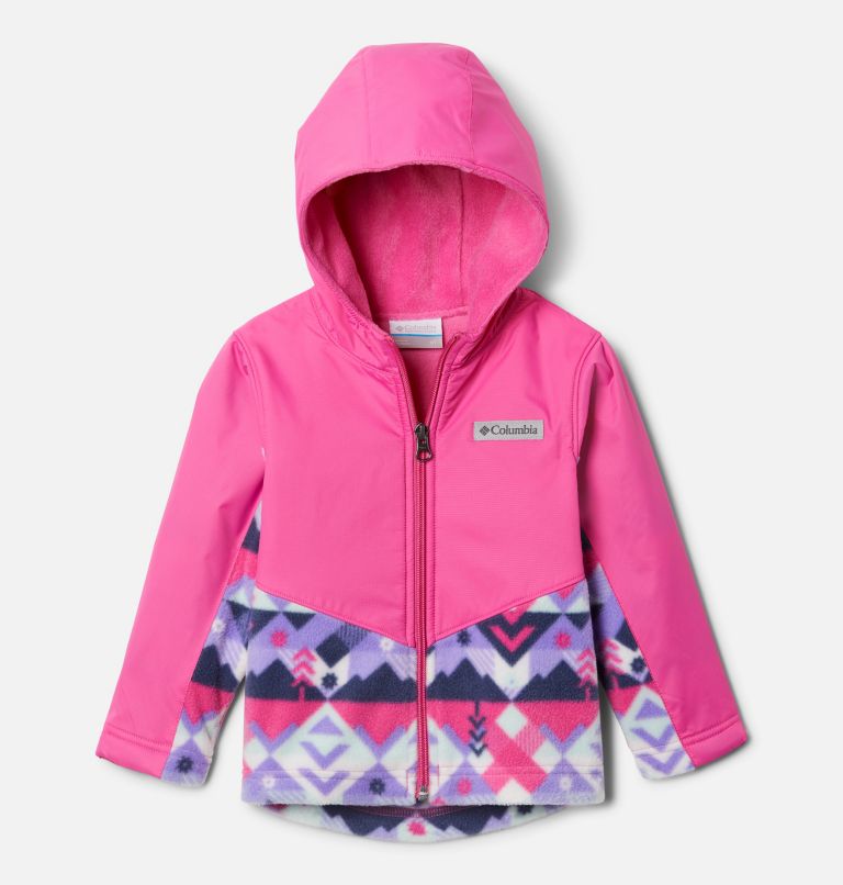 Kids' Toddler Steens Mountain Overlay Hooded Jacket, Color: White Checkpoint, Pink Ice, image 1