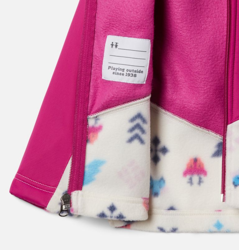 Thumbnail: Toddler Steens Mt Overlay Hoodie, Color: Chalk Woodlands, Wild Fuchsia, image 3