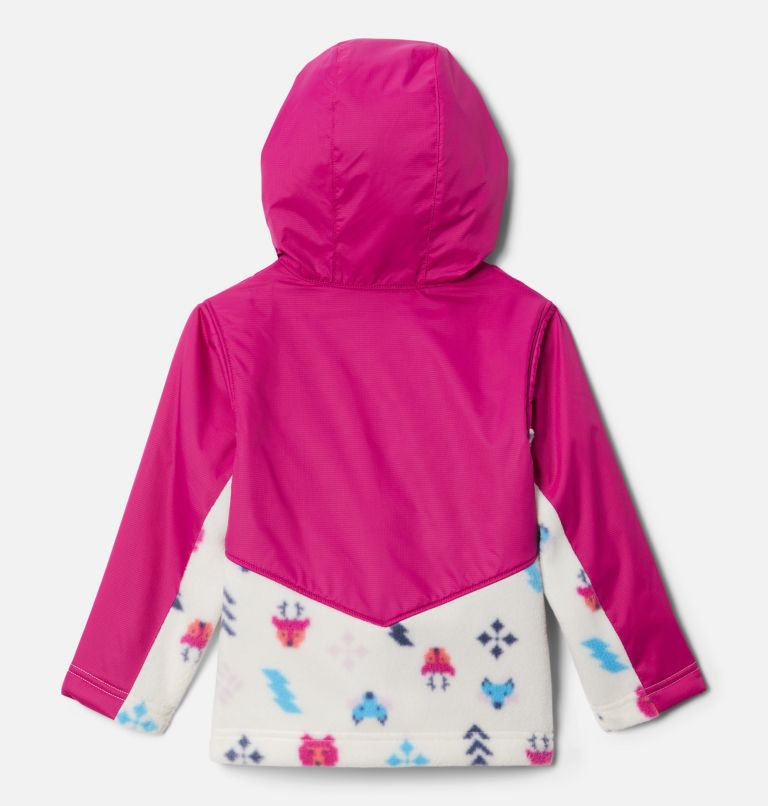 Toddler Steens Mt Overlay Hoodie, Color: Chalk Woodlands, Wild Fuchsia, image 2